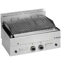 MBM Italy Lavasteengrill | MINIMA 600 | Gas | Oppervlak 2x 355x460 (RVS, Vis) | 14kW | Piëzo Ontsteking | 800x600x270(h)mm
