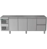 Alpeninox Koelwerkbank | CRIO TECH | 590L | 3 Deuren + 2 Laden (1/1 GN) | -2°C/+10°C | Geforceerd | Bluetooth + App | Temperatuuralarm | Zonder Werkblad | 2249x700x850(h)mm