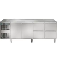 Alpeninox Koelwerkbank | CRIO TECH | 590L | 2 Deuren + 4 Laden (1/1 GN) | -2°C/+10°C | Geforceerd | Bluetooth + App | Temperatuuralarm | Zonder Werkblad | 2249x700x850(h)mm