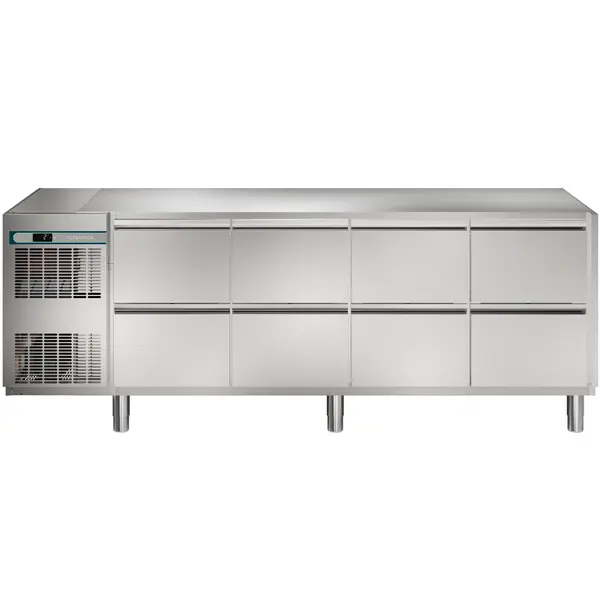 Koelwerkbank | CRIO TECH | 590L | 8 Laden (1/1 GN) | -2°C/+10°C | Geforceerd | Bluetooth + App | Temperatuuralarm | Zonder Werkblad | 2249x700x850(h)mm
