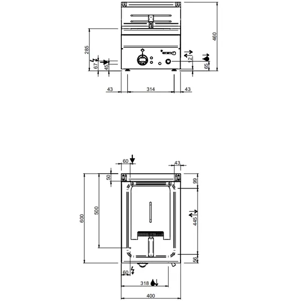 Friteuse | MINIMA 600 | Elektrisch | 10L | 90°C/190°C | 9kW (400V) | Aftapkraan | 400x600x270(h)mm