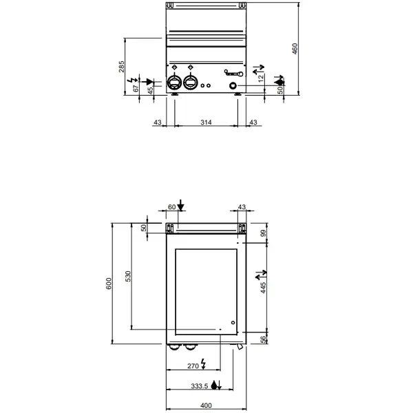 Bain-Marie | MINIMA 600 | Elektrisch | 1.53kW (230V) | Aftapkraan | 400x600x270(h)mm