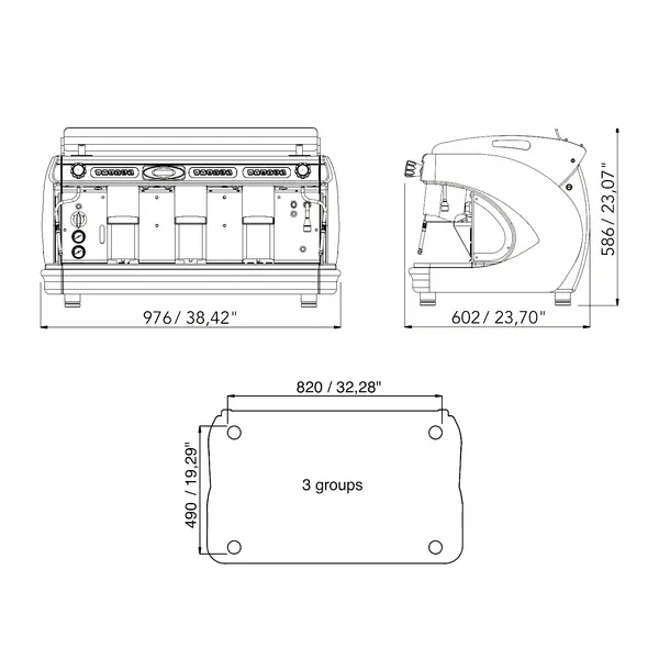 Espressomachine | SYNCHRO T2 | Div. Kleurcombinaties | Automatisch | 3 Groepen | Multi-Boiler 14L + 3x 0.8L | Digitaal | 400V | 976x602x586(h)mm