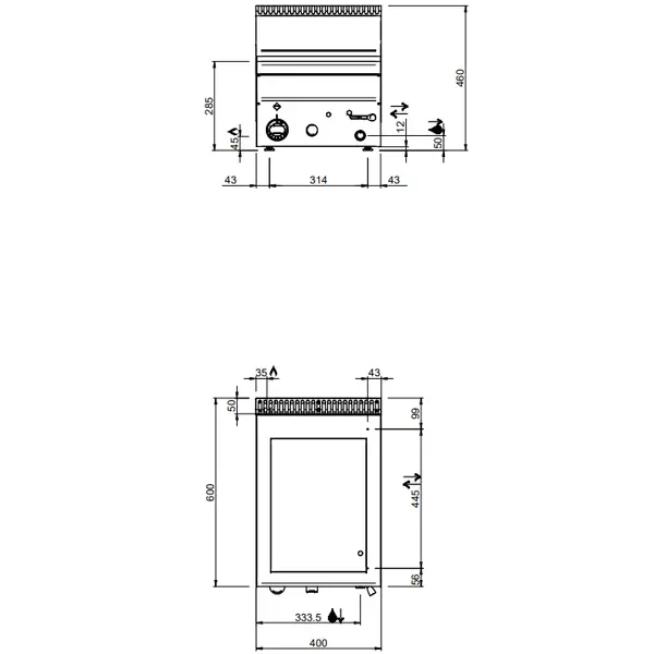 Bain-Marie | MINIMA 600 | Gas | 2.15kW | Aftapkraan | Piëzo Ontsteking | 400x600x270(h)mm