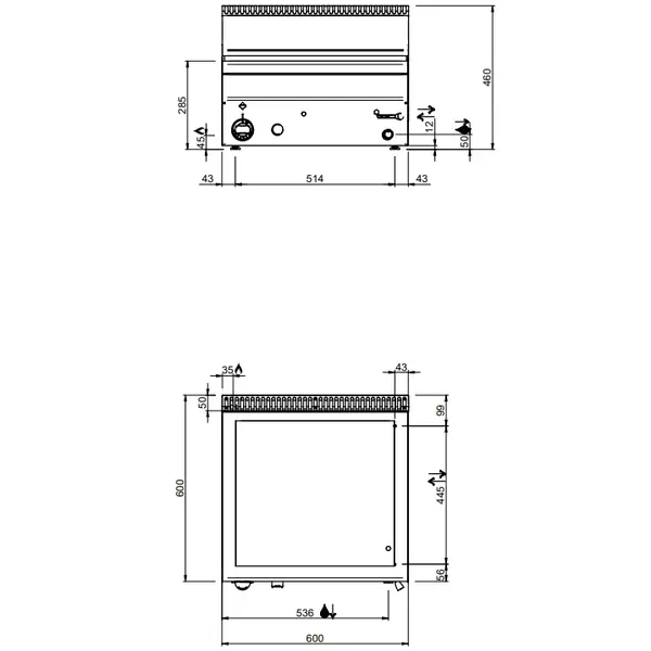 Bain-Marie | MINIMA 600 | Gas | 5kW | Aftapkraan | Piëzo Ontsteking | 600x600x270(h)mm