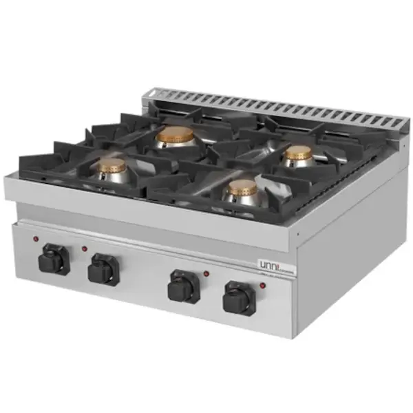 Fornuis | 700 SERIE | Gas | 4 Branders (3x 6.5kW, 1x 9kW) | Waakvlam | 800x700x350(h)mm