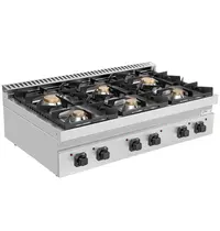 UNNI-COOKING Fornuis | 700 SERIE | Gas | 6 Branders (3x 6.5kW, 3x 9kW) | Waakvlam | 1200x700x350(h)mm