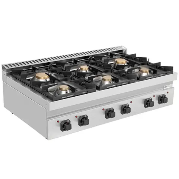 Fornuis | 700 SERIE | Gas | 6 Branders (3x 6.5kW, 3x 9kW) | Waakvlam | 1200x700x350(h)mm