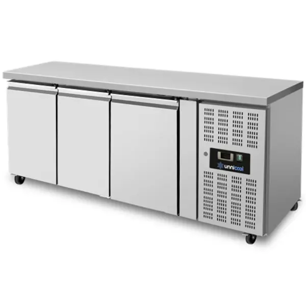Koelwerkbank | 417L | 3 Deuren (1/1 GN) | +2°C/+8°C | Geforceerd | Wielen (Geremd) | 1790x700x850/950(h)mm