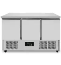UNNICOOL Koelwerkbank | 400L | 3 Deuren (1/1 GN) | +2°C/+8°C | Statisch + Ventilator | Wielen | 1370x700x876(h)mm