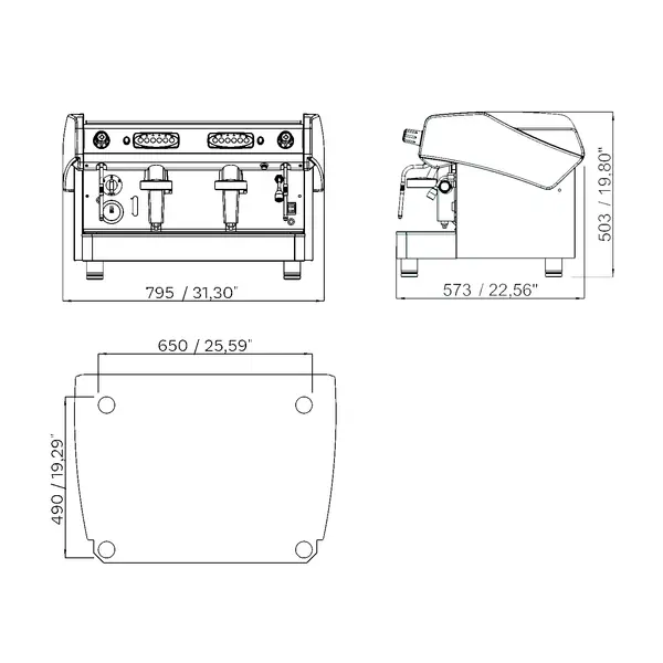 Espressomachine | TECNICA 2.0 | RVS | Automatisch | 2 Groepen | Boiler 11L | Digitaal | 230V | 795x573x503(h)mm