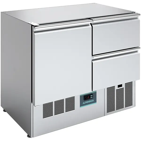 Koelwerkbank | 250L | 1 Deur + 2 Laden (1/1 GN) | 0°C/+10°C | Geforceerd | Zonder Werkblad | 950x674x809(h)mm