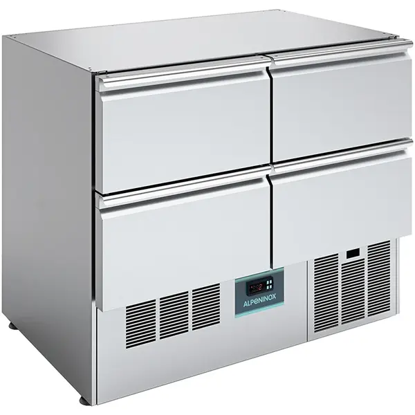 Koelwerkbank | 250L | 4 Laden (1/1 GN) | +2°C/+10°C | Geforceerd | Zonder Werkblad | 950x700x809(h)mm