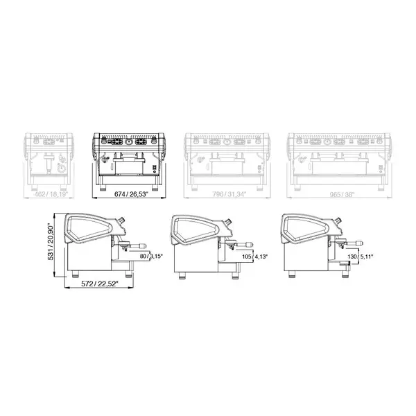 Espressomachine | TECNICA | RVS | Automatisch | 2 Groepen | Boiler 8L | Digitaal | 230V | 674x572x531(h)mm