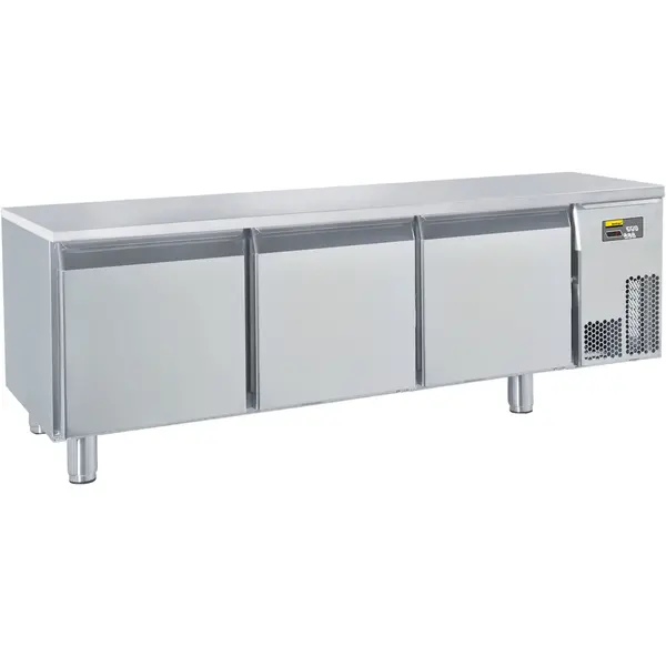 Vrieswerkbank | Laag Model | 220L | 3 Deuren (1/1 GN) | -15°C/-20°C | Geforceerd | Temperatuuralarm | Vochtigheid Instelbaar | Zonder Werkblad | 1600x630x610/660(h)mm