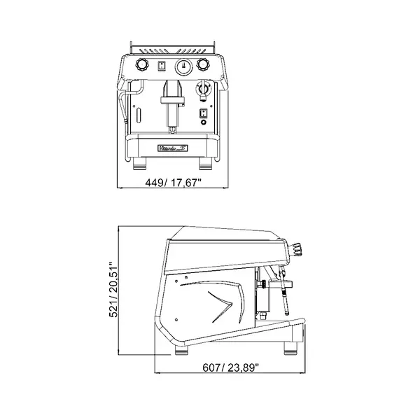 Espressomachine | VITTORIO S | Zwart | Automatisch | 1 Groep | Boiler 7L | Digitaal | 230V | 449x607x521(h)mm