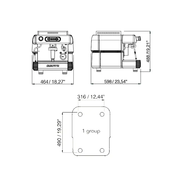 Espressomachine | CASANOVA | RVS | Automatisch | 1 Groep | Boiler 4L | Waterreservoir 5L | Digitaal | 230V | 464x598x488(h)mm