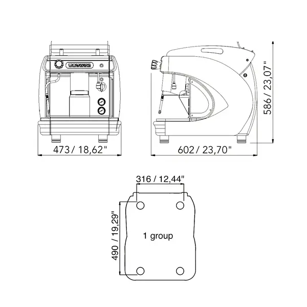 Espressomachine | SYNCHRO T2 | Div. Kleurcombinaties | Automatisch | 1 Groep | Boiler 4L | Digitaal | 230V | 473x602x586(h)mm