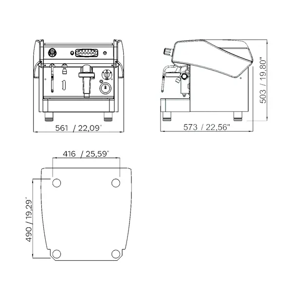 Espressomachine | TECNICA 2.0 | RVS | Automatisch | 1 Groep (XL) | Boiler 7L | Digitaal | 230V | 561x573x503(h)mm