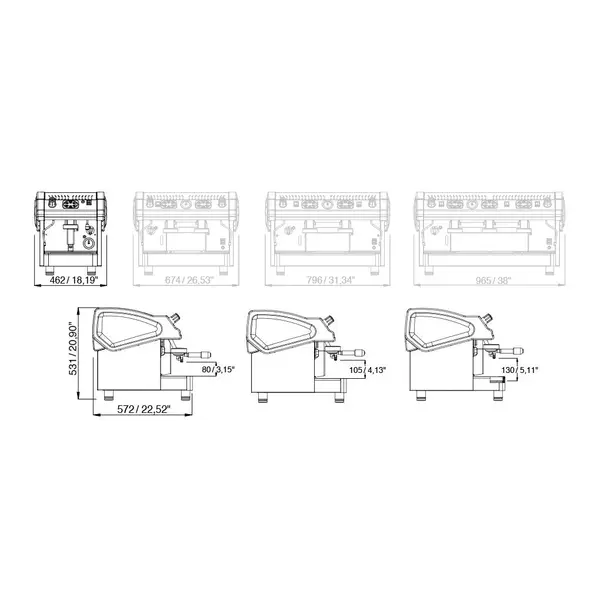Espressomachine | TECNICA | RVS | Automatisch | 1 Groep | Boiler 4L | Waterreservoir 5L | Digitaal | 230V | 462x572x531(h)mm
