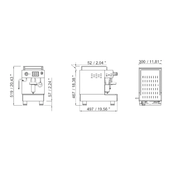 Espressomachine | DIADEMA | RVS | Automatisch | 1 Groep | Boiler 1.3L | Waterreservoir 5L | Digitaal | 230V | 300x497x519(h)mm