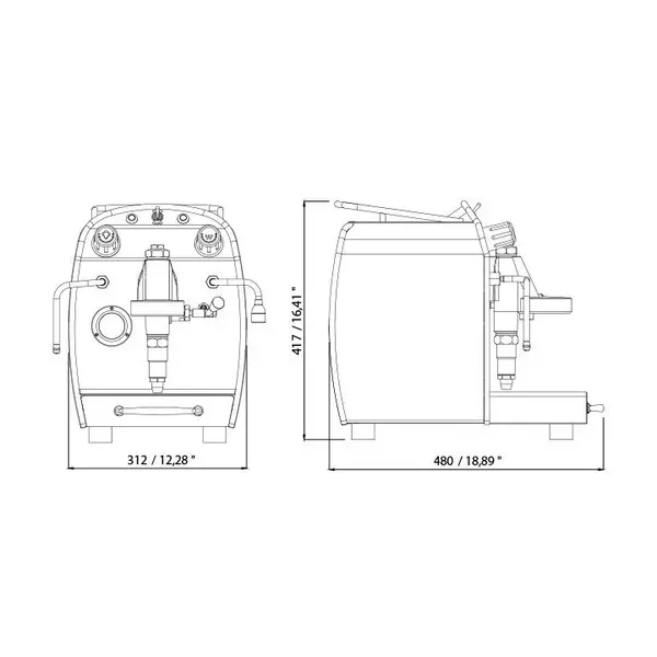 Espressomachine | REALE | RVS | Semi-Automatisch | 1 Groep | Boiler 1.3L | 230V | 312x480x417(h)mm