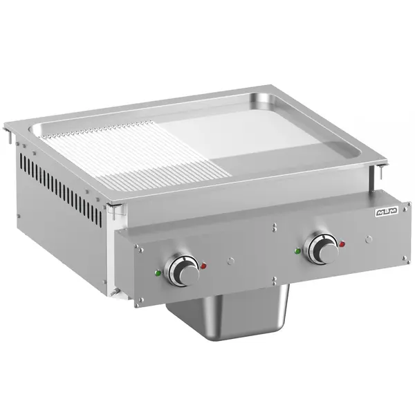 Inbouw Bak-/Grillplaat | DROP-IN | Elektrisch | Glad/Gegroefd Oppervlak 630x540 (Verchroomd) | 10kW (400V) | 700x625x250(h)mm