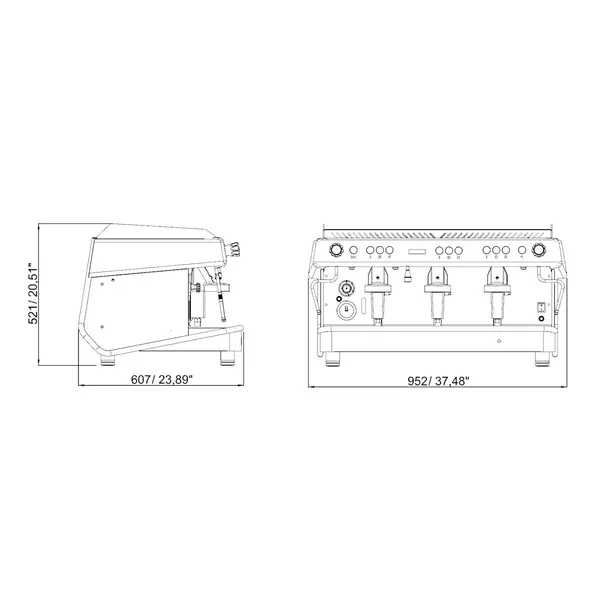 Espressomachine | VITTORIO RS | Wit | Automatisch | 3 Groepen | Boilers 14L + 3x 0.8L | Digitaal | 400V | 952x607x521(h)mm