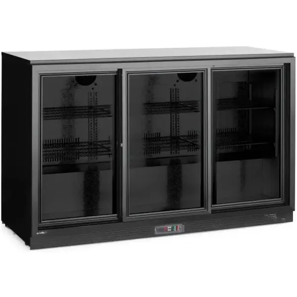 Barkoelkast | 323L | Zwart | 0°C/+10°C | Statisch + Ventilator | Schuifdeuren | 1350x520x865(h)mm