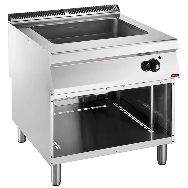 Multifunctionele Varipan | MAXIMA 900+ | Gas | 22L | 100°C/250°C | 14kW | Piëzo Ontsteking | Aftapkraan | Open Onderkast | 800x900x850/908(h)mm