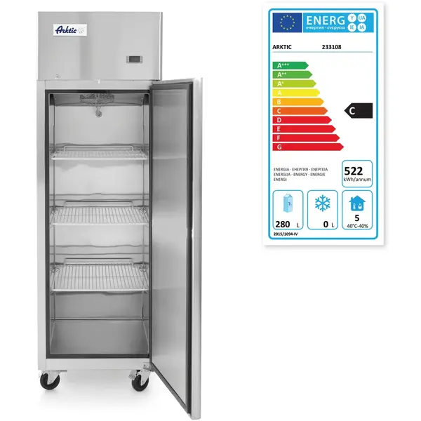 Koelkast | ProfiLine | 410L (1/1 GN) | RVS | -2°C/+8°C | Geforceerd | Wielen (Geremd) | 600x740x1950(h)mm