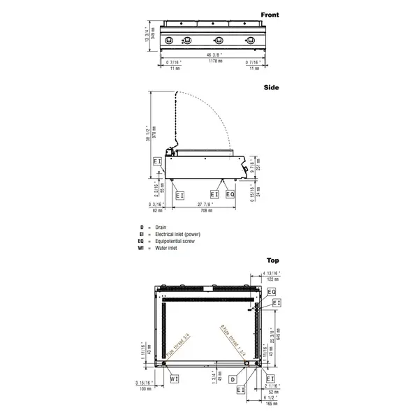 High Power Stoomgrill | MAXIMA 900+ | Elektrisch | Oppervlak 1030x600 (RVS) | 17.4kW (230V-3F) | Vulkraan + Aftapkraan | 1200x900x275/349(h)mm