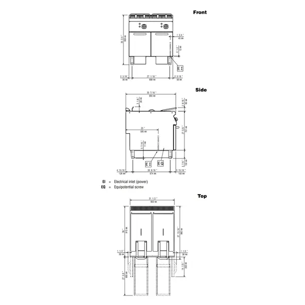 Friteuse | MAXIMA 900+ | Elektrisch | 23+23L | 105°C/185°C | 36kW (400V) | Aftapkranen | 800x900x851/908(h)mm