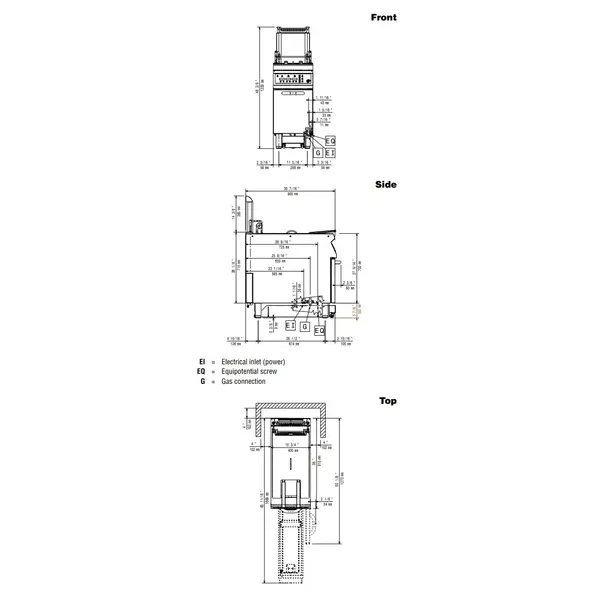Automatische Friteuse | MAXIMA 900+ | Gas | 23L | 120°C/190°C | 26kW | Elektrische Ontsteking (230V) | Aftapkraan | Digitaal | Automatische Mandlift + Filtering | 400x900x851/1200(h)mm