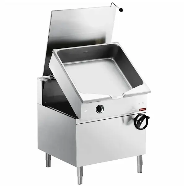 Kantelbare Braadpan | MAXIMA 900+ | Gas | 100L | 120°C/300°C | 27kW | Elektrische Ontsteking (230V) | Vulkraan | Elektrische Kanteling | 1000x900x850/898(h)mm