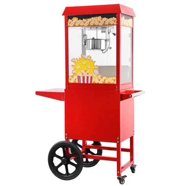Popcornmachine + Onderstel | Rood | 1.16kW (230V) | Interne Verlichting | Wielen (Geremd) | 940x510x1553(h)mm