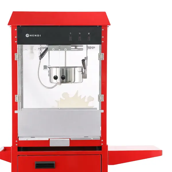 Popcornmachine + Onderstel | Rood | 1.16kW (230V) | Interne Verlichting | Wielen (Geremd) | 940x510x1553(h)mm