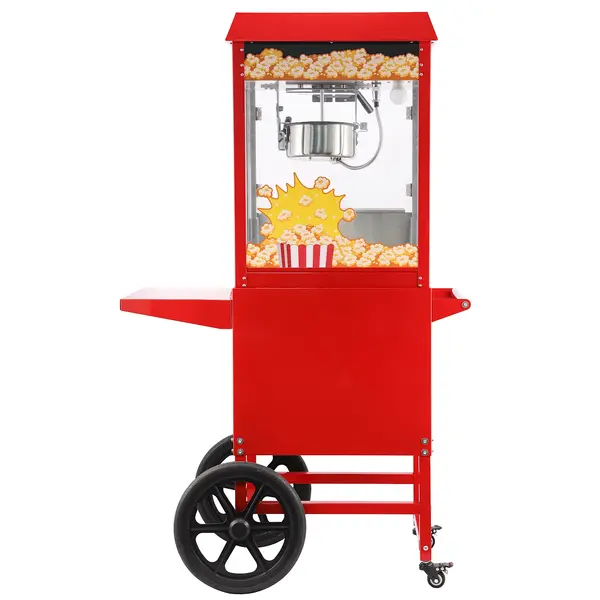 Popcornmachine + Onderstel | Rood | 1.16kW (230V) | Interne Verlichting | Wielen (Geremd) | 940x510x1553(h)mm