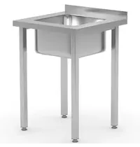 HENDI Spoeltafel | KitchenLine | RVS | 1 Spoelbak (Midden) | Achteropstand | Zelfmontage | 600x600x850/890(h)mm