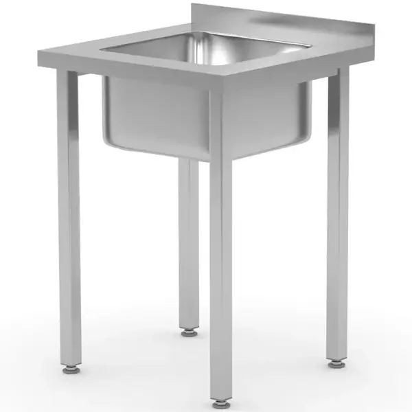 Spoeltafel | KitchenLine | RVS | 1 Spoelbak (Midden) | Achteropstand | Zelfmontage | 600x600x850/890(h)mm