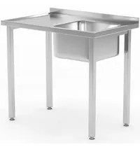 HENDI Spoeltafel | KitchenLine | RVS | 1 Spoelbak (Rechts) | Achteropstand | Zelfmontage | 800x600x850/890(h)mm