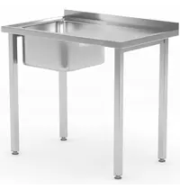 HENDI Spoeltafel | KitchenLine | RVS | 1 Spoelbak (Links) | Achteropstand | Zelfmontage | 800x600x850/890(h)mm