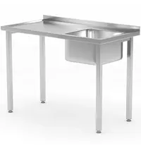 HENDI Spoeltafel | KitchenLine | RVS | 1 Spoelbak (Rechts) | Achteropstand | Zelfmontage | 1000x600x850/890(h)mm