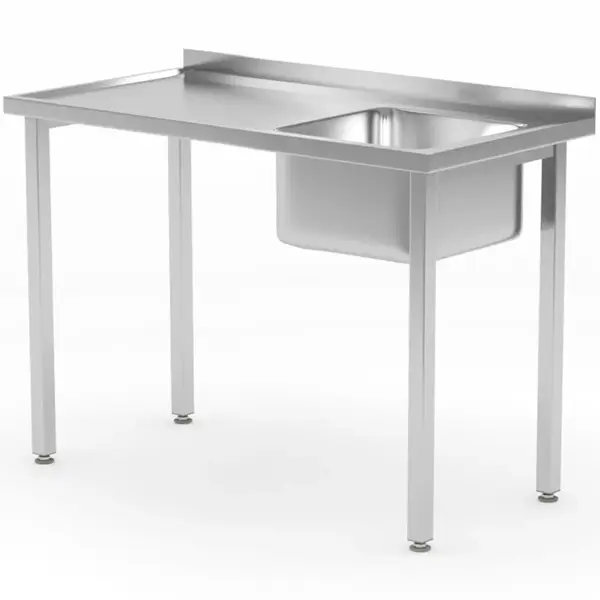 Spoeltafel | KitchenLine | RVS | 1 Spoelbak (Rechts) | Achteropstand | Zelfmontage | 1000x600x850/890(h)mm