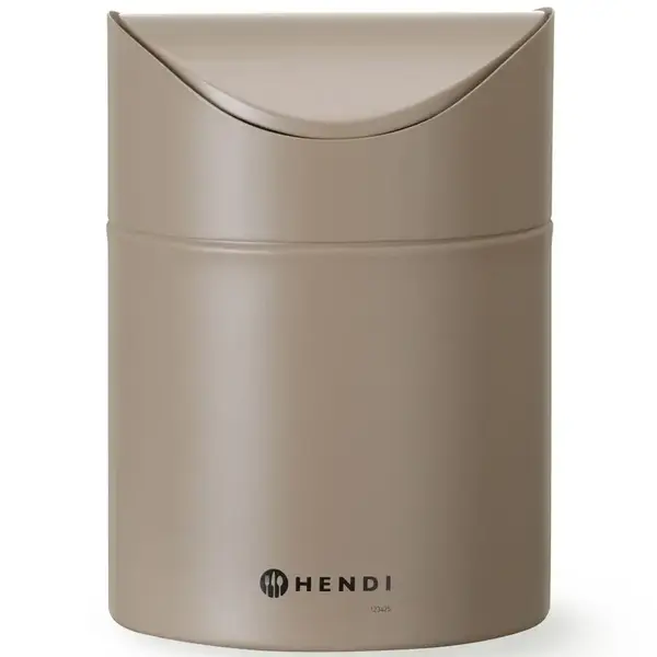 Tafelafvalbak | Metaal | Beige | 1.2L | Tuimeldeksel | Ø120x165(h)mm