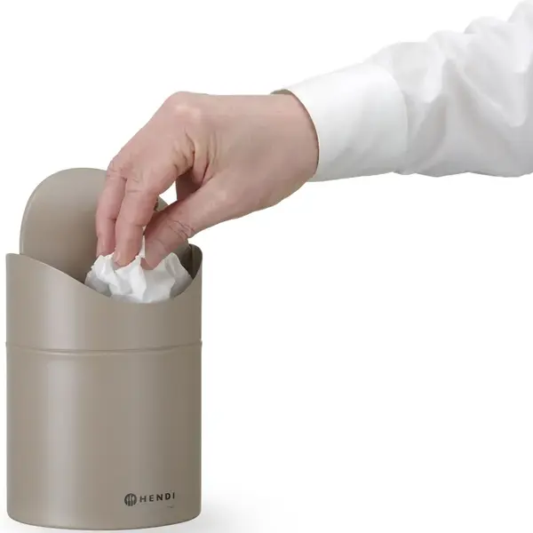 Tafelafvalbak | Metaal | Beige | 1.2L | Tuimeldeksel | Ø120x165(h)mm