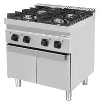 UNNI-COOKING Fornuis | 700 SERIE | Gas | 4 Branders (3x 6.5kW, 1x 9 kW) | Waakvlam | 800x700x850/900(h)mm