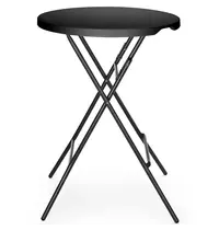 AmerBox Inklapbare Statafel | Kunststof/Metaal | Zwart Blad | Zwart Frame | In-/Outdoor | Ø800x1100(h)mm