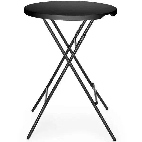 Inklapbare Statafel | Kunststof/Metaal | Zwart Blad | Zwart Frame | In-/Outdoor | Ø800x1100(h)mm
