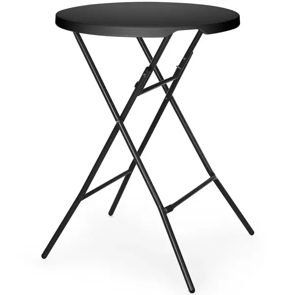 Inklapbare Statafel | Kunststof/Metaal | Zwart Blad | Zwart Frame | In-/Outdoor | Ø800x1100(h)mm